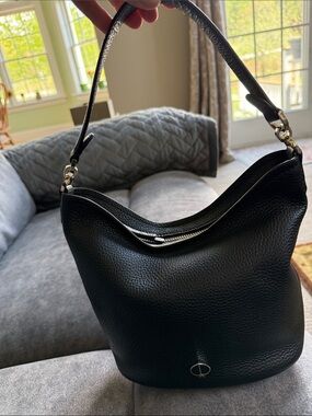 Kate Spade Like New Black Leather Mini Shoulder Bag & detachable crossbody strap
